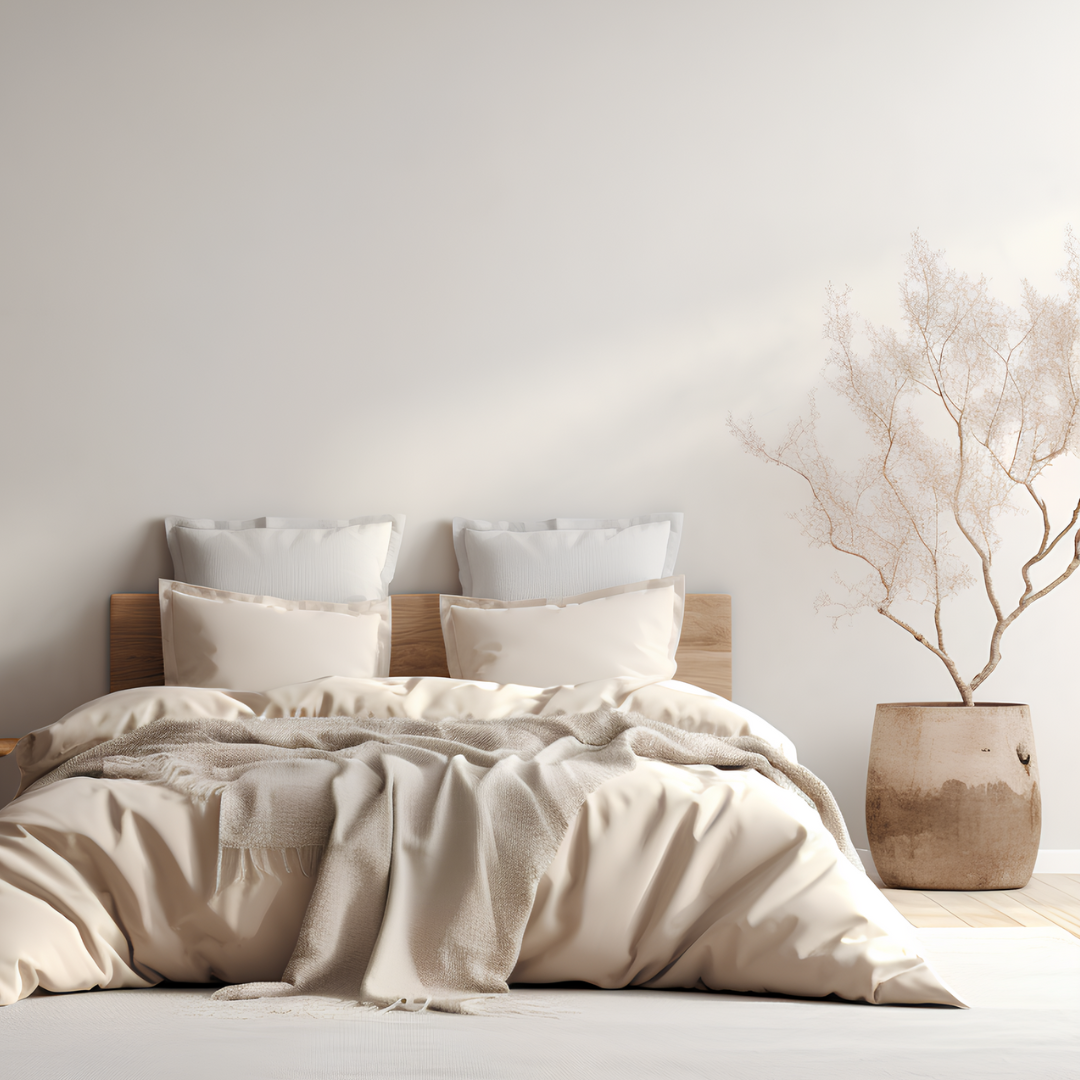 Bett mit Oberbett und Kopfkissen aus Alpakawolle von rabens organic